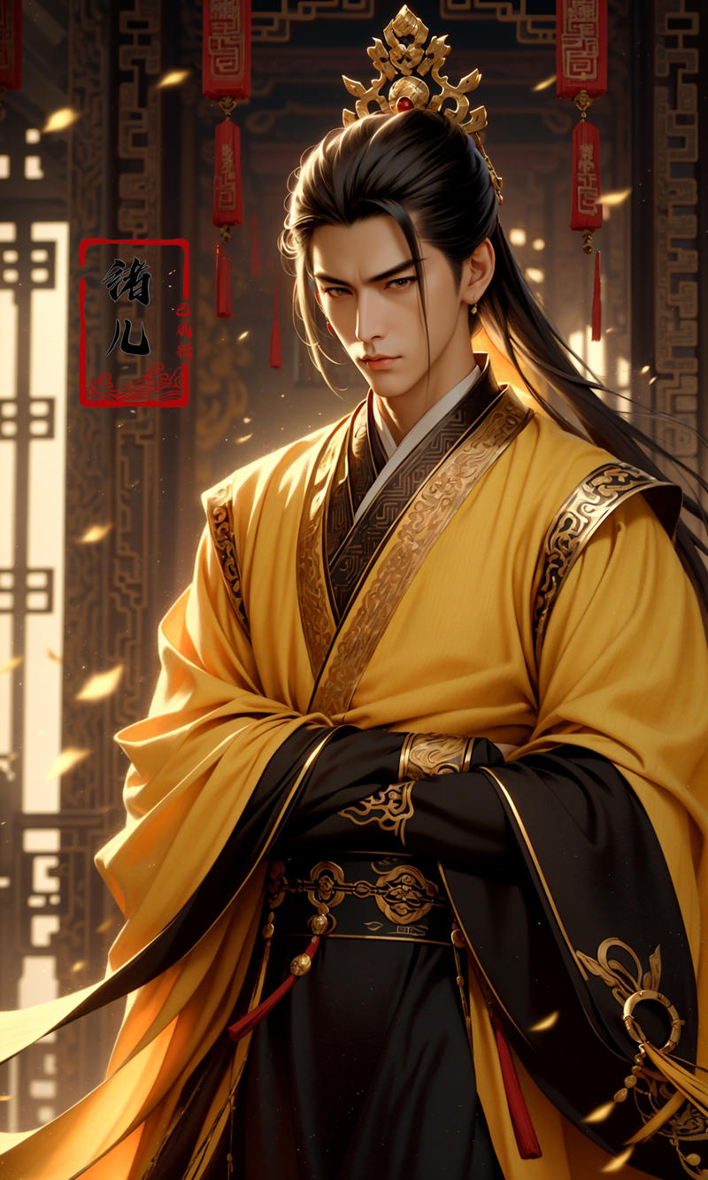 606247209521968576-2286768390-Epic CG masterpiece, A Chinese Tang dynasty emperor,by guopei Wuxia,handsome, MAX Masculinity, straight crown, golden Taoist rob.jpg